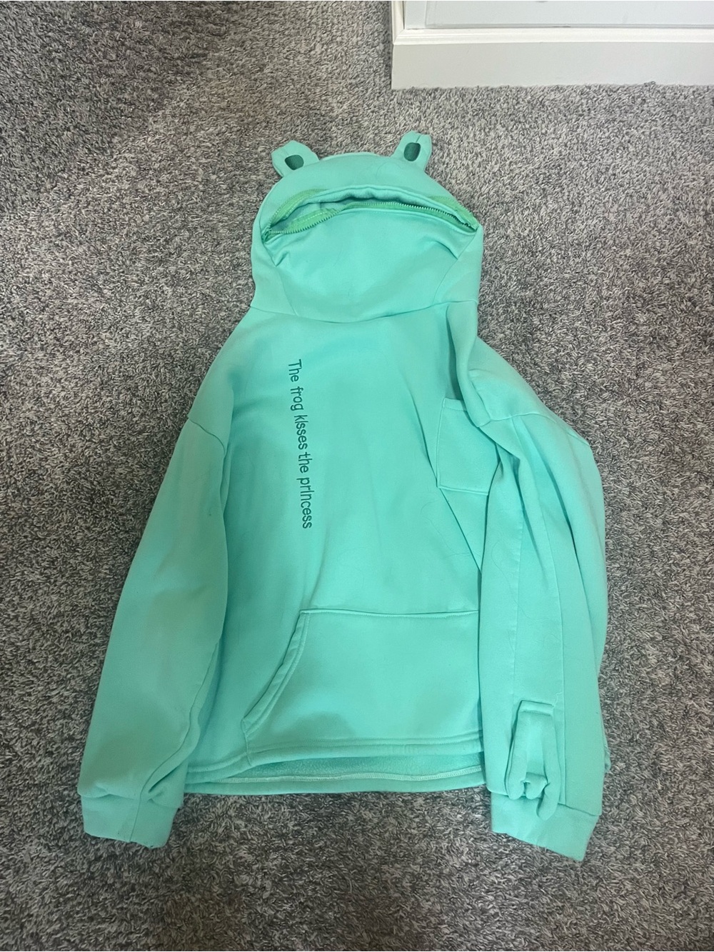Aqua Green Frog Hoodie Sweatshirt